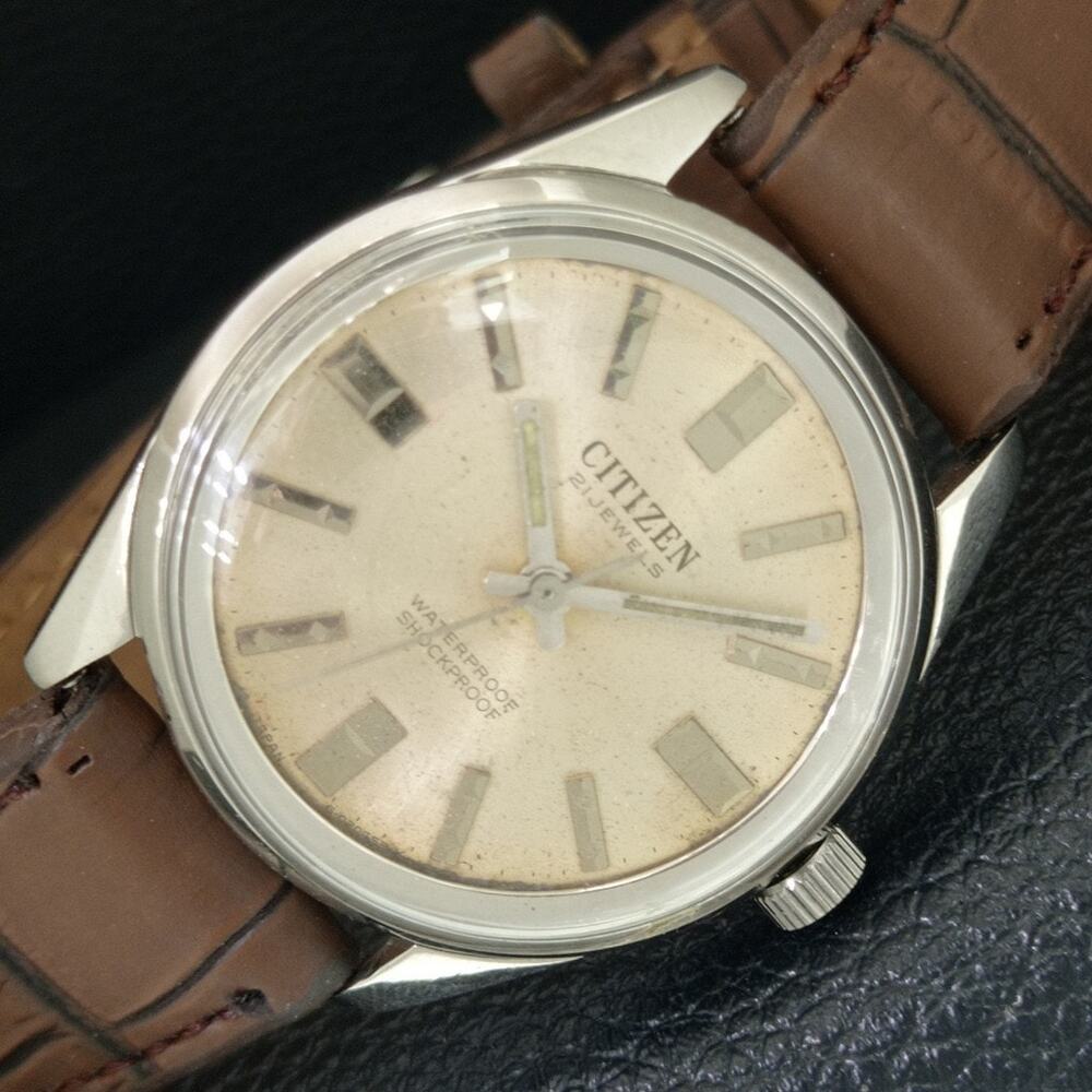 Vintage 1979 Citizen Manual Wound Mens Silver Watch & Silver accents